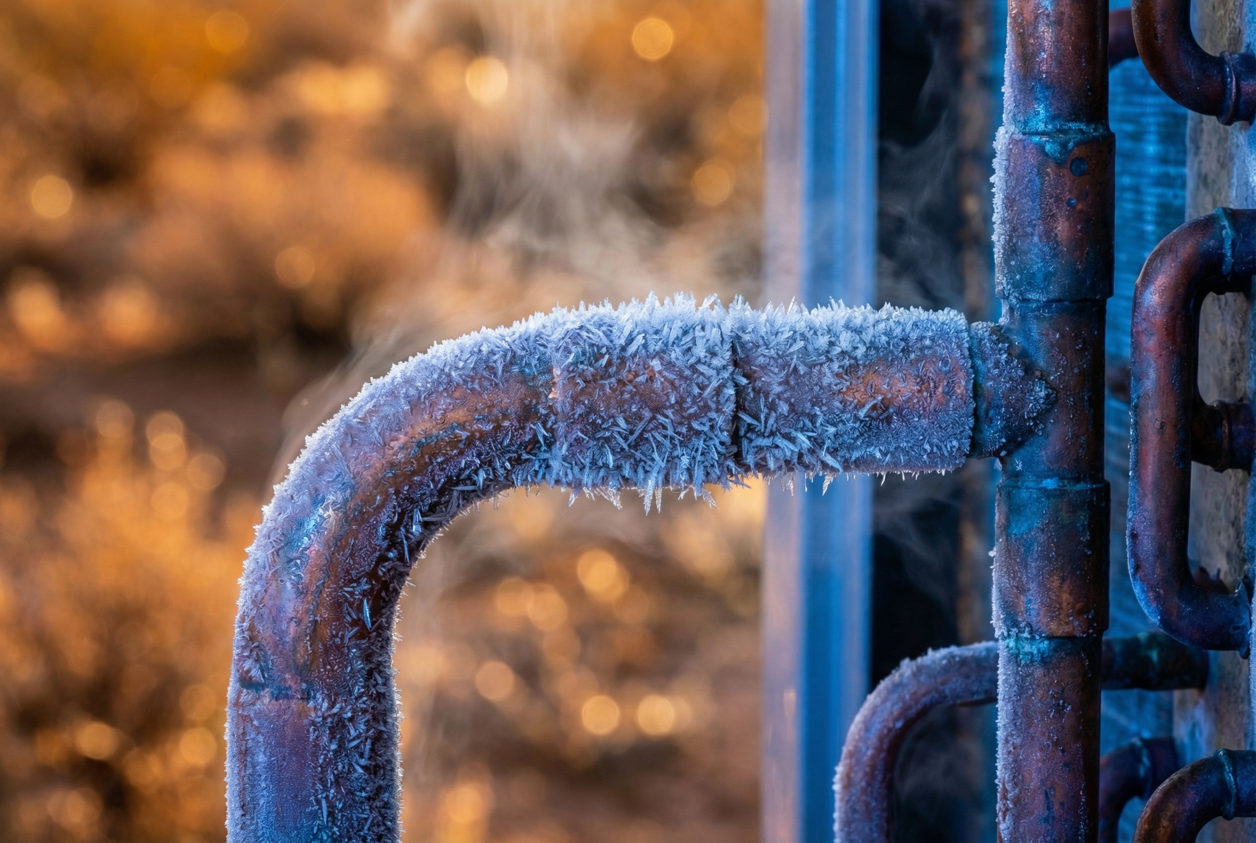 Frost on copper refrigerant lines — the cold we deliver